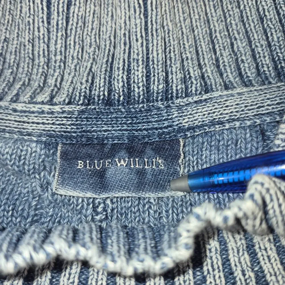 Vintage Blue Willi's Indigo-Dyed Cotton Cable Knit Fisherman's Sweater XXL